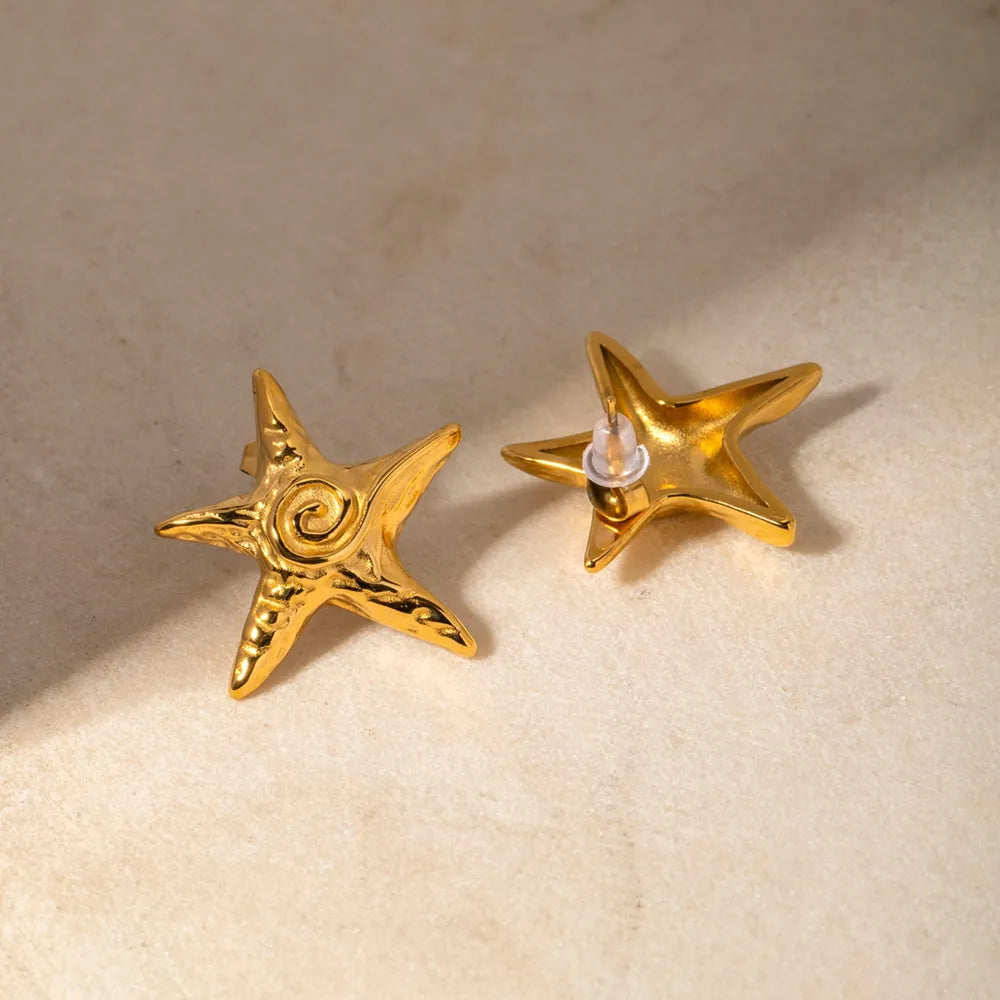 Pendientes Estrella en Acero Inoxidable con Baño de Oro 18K