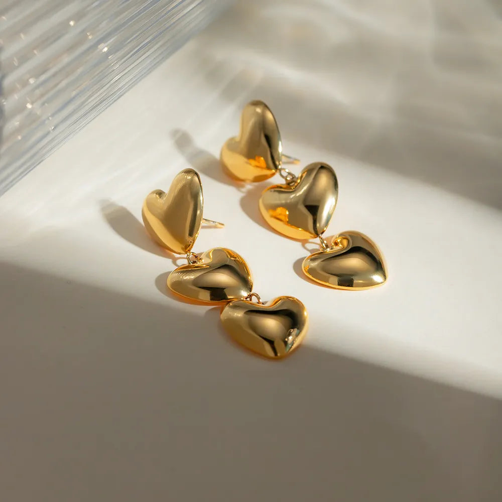 Pendientes Corazón en Acero Inoxidable Chapados en Oro 18K