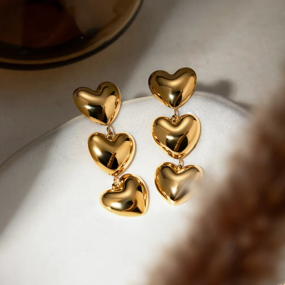 Pendientes Corazón en Acero Inoxidable Chapados en Oro 18K