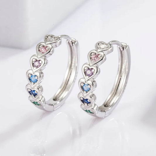 Aros Corazón con Zirconia Incrustada en Plata 925