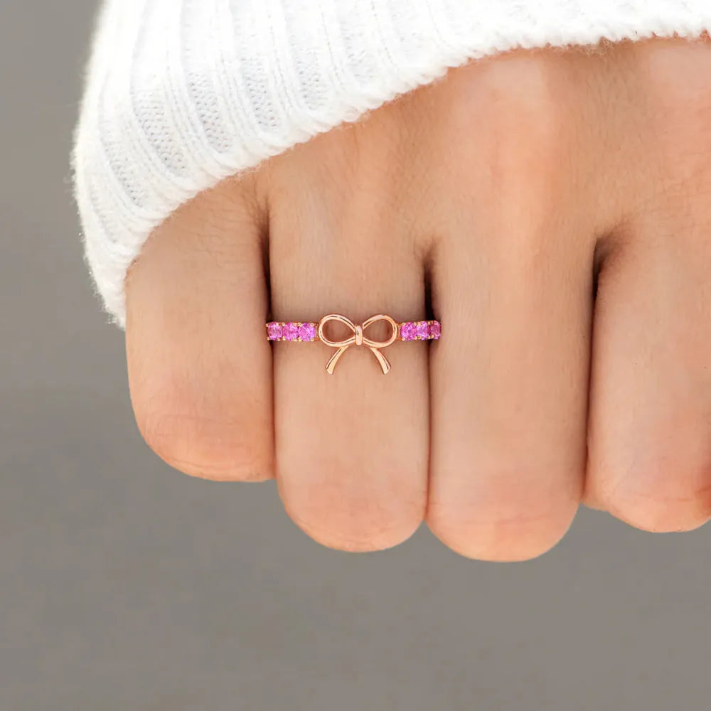Anillo Lazo en Plata 925 con Zirconia – Baño Oro Rosa