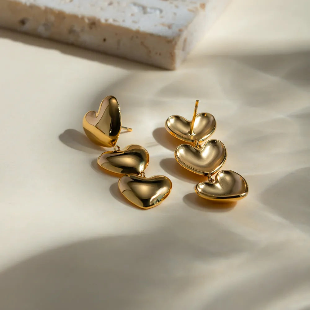 Pendientes Corazón en Acero Inoxidable Chapados en Oro 18K