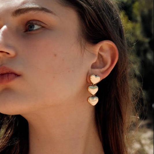 Pendientes Corazón en Acero Inoxidable Chapados en Oro 18K