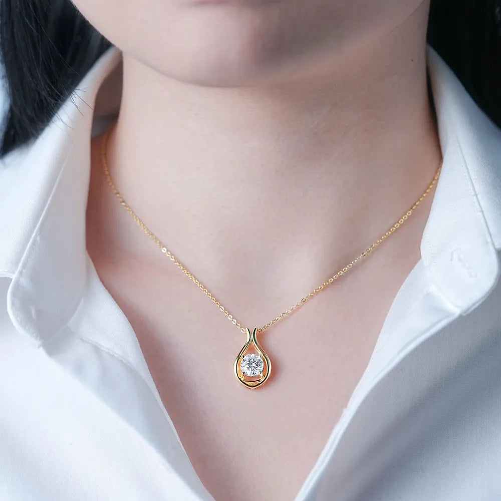 Collar con colgante de Moissanita de 2 quilates en plata de ley 925