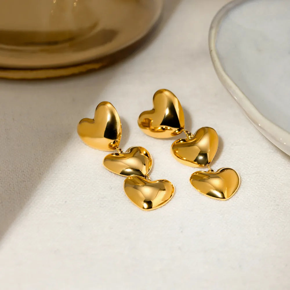 Pendientes Corazón en Acero Inoxidable Chapados en Oro 18K