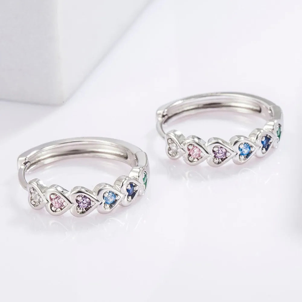 Aros Corazón con Zirconia Incrustada en Plata 925