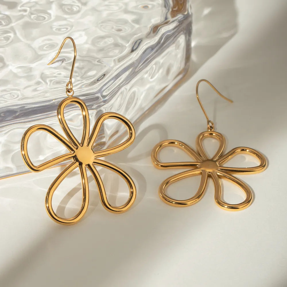 Pendientes flor minimalista en acero inoxidable