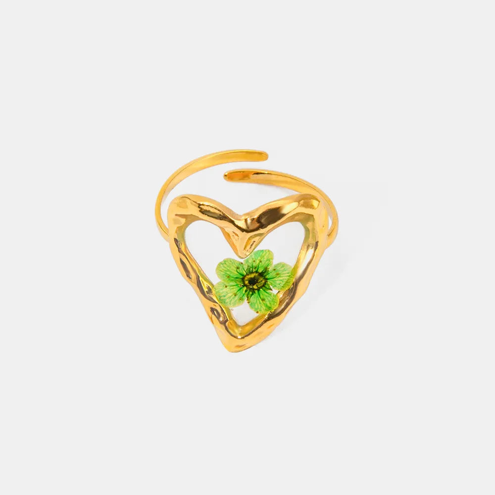 Anillo Flor Eterna en Acero Inoxidable con Baño de Oro