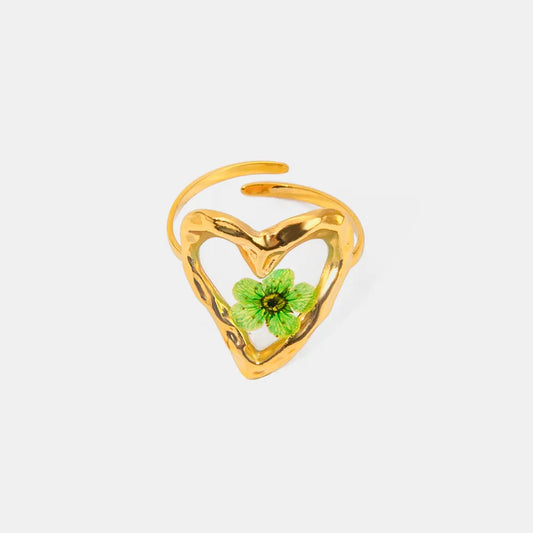 Anillo Flor Eterna en Acero Inoxidable con Baño de Oro