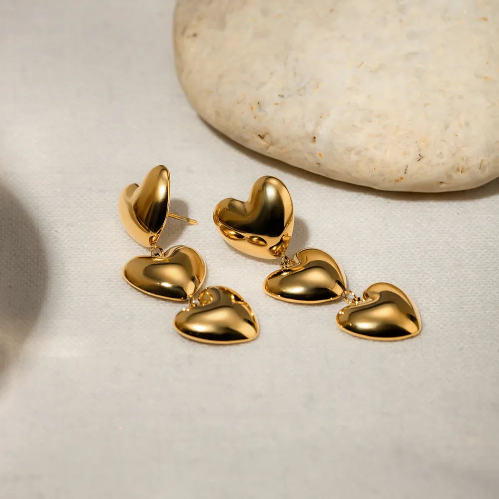 Pendientes Corazón en Acero Inoxidable Chapados en Oro 18K