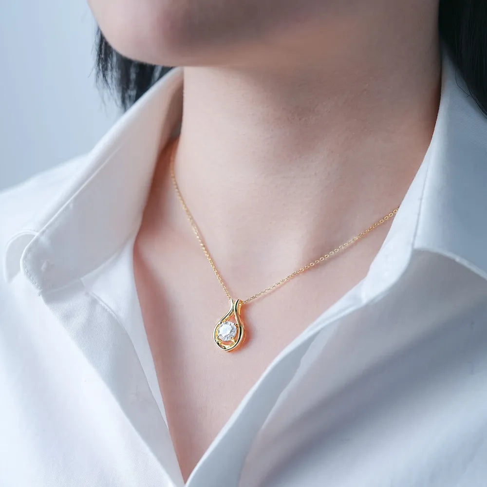 Collar con colgante de Moissanita de 2 quilates en plata de ley 925