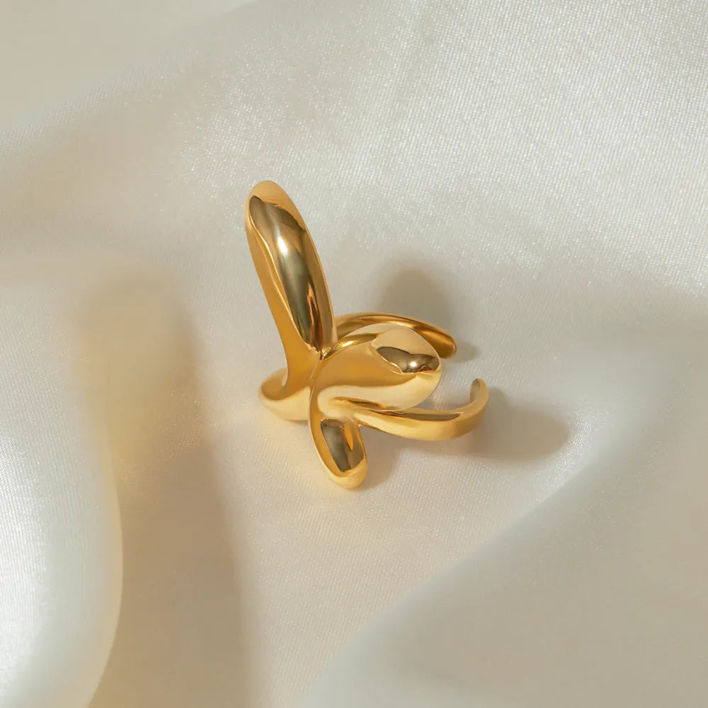 Anillo Mariposa en Acero Inoxidable Chapado en Oro 18K