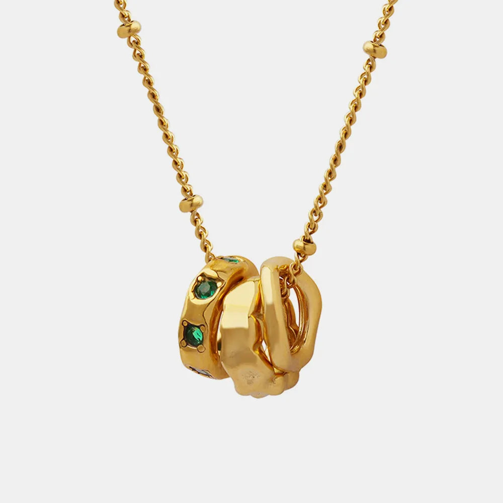 Collar Tres Aros con Circonitas – Acero Titanio