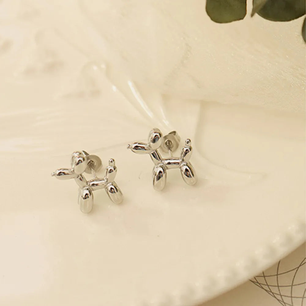 Pendientes Puppy en Acero de Titanio Chapados en Oro 18K
