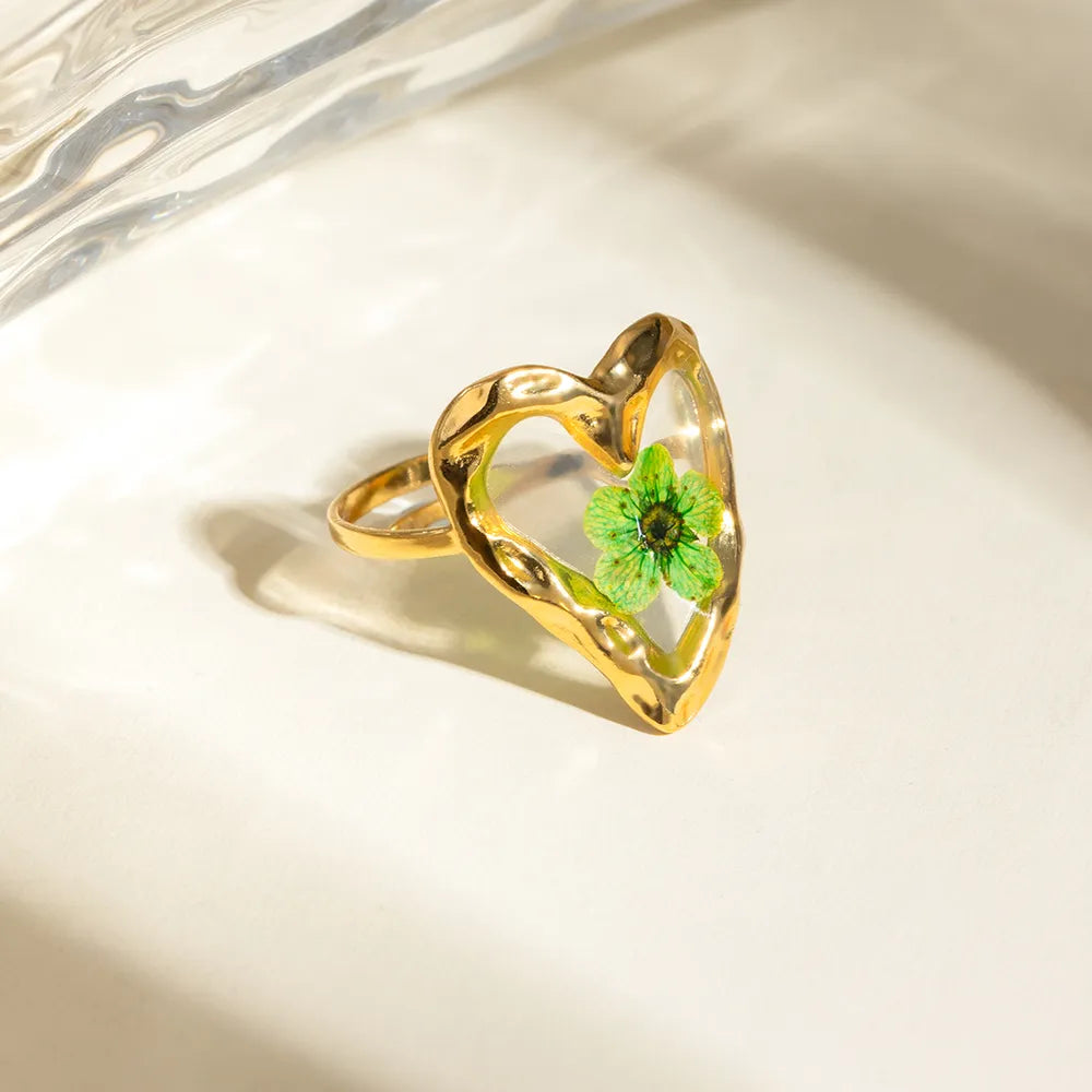 Anillo Flor Eterna en Acero Inoxidable con Baño de Oro