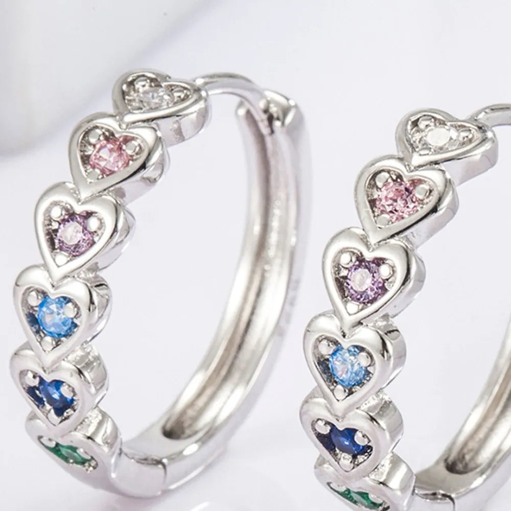 Aros Corazón con Zirconia Incrustada en Plata 925